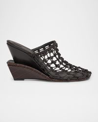 Les Doubles Tresses Croc-Embossed Wedge Mules