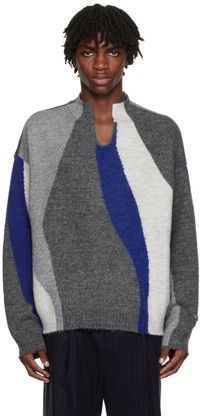 ADER error Pull gris à rayures en intarsia