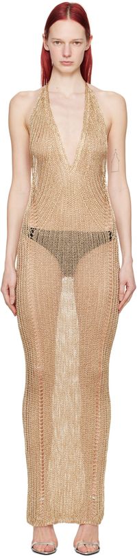 TOM FORD Gold Halter Maxi Dress