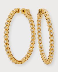 18K Yellow Inside-Out Bezel Diamond Hoop Earrings