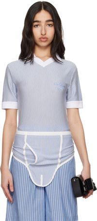 Charles Jeffrey LOVERBOY White & Blue Cheeky Onesie Bodysuit