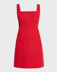 Rue Square-Neck Tweed Mini Dress