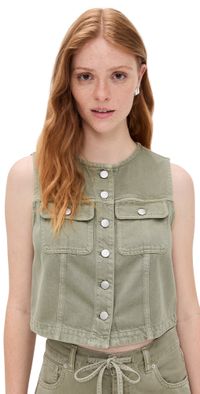 Madewell Cropped Vest: Airy Denim Edition Sagebrush L