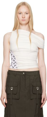 Marine Serre SSENSE Exclusive Off-White Soft Jersey Draped Top