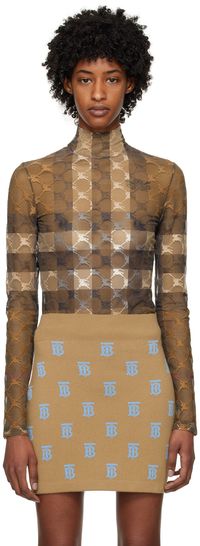 Burberry Brown EKD Check Bodysuit