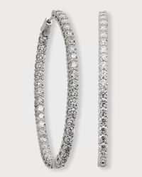 18k White Gold Diamond Hoop Earrings, 8.19tcw, 2"L