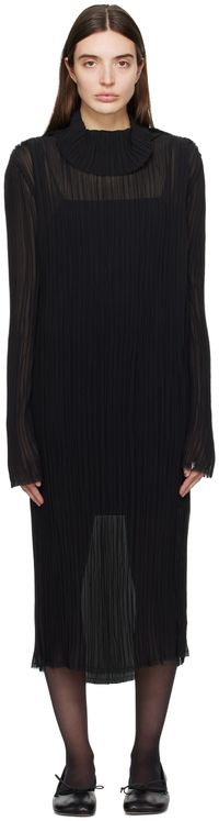 MM6 Maison Margiela Black Sheer Midi Dress