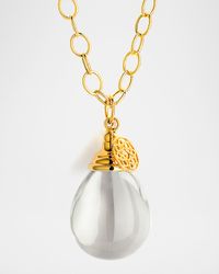 18K Yellow Gold Medium Rock Crystal Drop Necklace