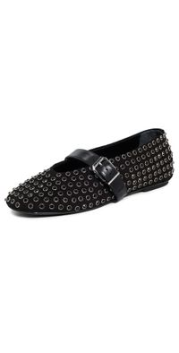 Schutz Eiza Shine Flats Black 9.5