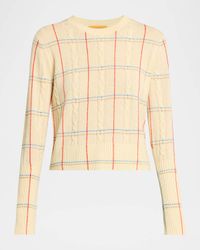 Cashmere Shrunken Check Crewneck Sweater