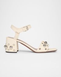 Nellcote Studded Ankle-Strap Leather Sandals