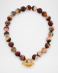 Druzy Agate Brushed Toggle Strand Necklace