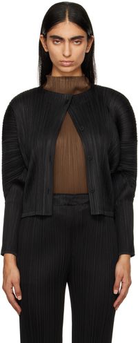 PLEATS PLEASE ISSEY MIYAKE Black Monthly Colors October Cardigan