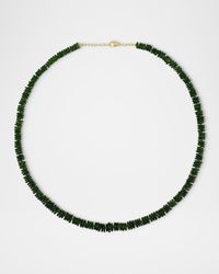 Fancy-Cut Chrome Diopside Necklace in 14K Yellow Gold, 17.5"L