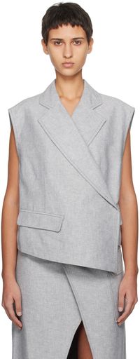 REMAIN Birger Christensen Gray Asymmetric Boxy Vest