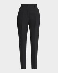 Wool Gabardine Straight-Leg Ankle Tuxedo Pants