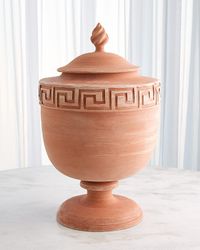 28" Villa Greek Key Terracotta Urn