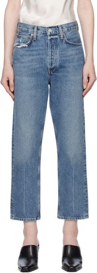 AGOLDE Blue 90's Crop Mid Rise Straight Jeans