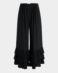 Tiered Ruffle Hem Wide-Leg Pants