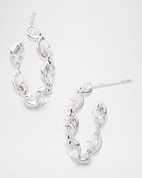 18K White Gold Inside Out Diamond Hoop Earrings, 2.10tcw, 0.5"L