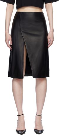 Loulou de Saison Black Ekare Leather Midi Skirt