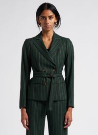 Diega - Veste ajustée col tailleur à rayures - Taille L - Vert