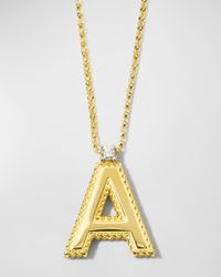 Princess 18K Yellow Gold Diamond Initial Necklace, A