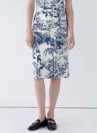 Caroll - Jupe midi en coton mélangé - Taille 44 - Bleu