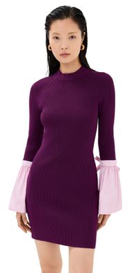 SIMKHAI Agathea Knit Combo Mini Dress Acai Multi XL