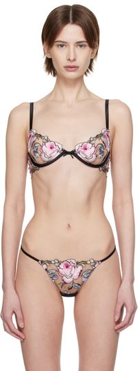Fleur du Mal Black Fidelia Embroidery Demi Bra