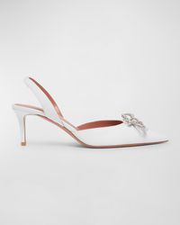Rosie Leather Crystal Bow Slingback Pumps
