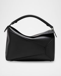 Puzzle Edge Medium Top-Handle Bag in Grained Leather