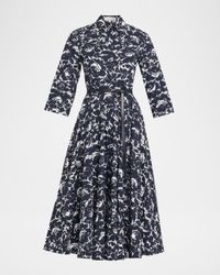 Belted Floral-Print Cotton Midi Shirtdress