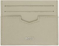 BOSS Beige Embossed Leather Card Holder