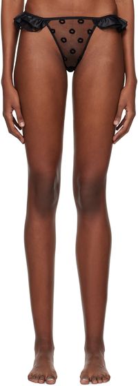 Le Petit Trou Black Ruffled Thong