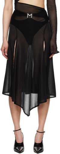 Mugler Black M Cutout Midi Skirt