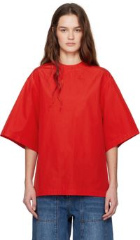 CO Red Oversized Poplin T-shirt