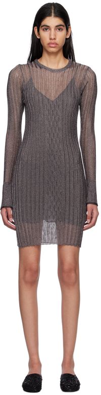 Victoria Beckham Silver Lurex Mini Dress