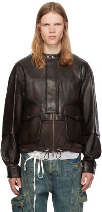 Andersson Bell Brown Quilted Bomber Leather Jacket