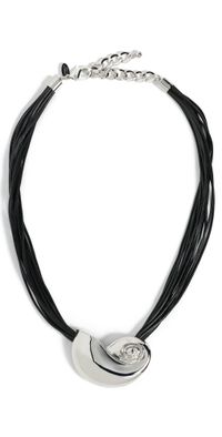 Kenneth Jay Lane Black Cord Necklace Black/Silver One Size