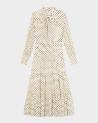 Polly Tiered Polka-Dot Midi Dress