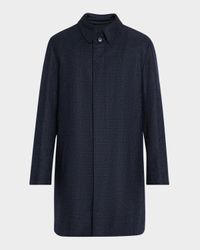 Men's Plaid Wool/Silk Coat