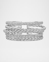 Sculpted Cable Flex 5 Row Bracelet with Diamonds in 18K White Gold, 28mm, Size M