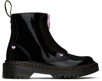 Dr. Martens Big Kids Black Bex Heart Zip Boots