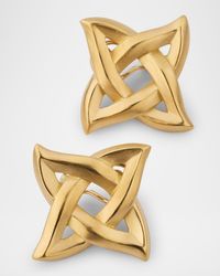 Estate Angela Cummings 18K Yellow Gold Matte Finish Square Celtic Knot Earrings