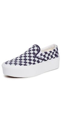 Vans Classic Slip-On Stackform Sneakers Checkerboard Mist/Grape M 8/ W 9.5