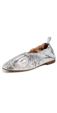 Mansur Gavriel Ruched Ballerina Flats Silver 42