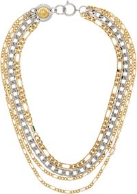 IN GOLD WE TRUST PARIS Silver & Gold Multirow Chains Logo Clasp Necklace
