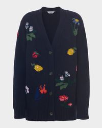 Dalia Embroidered Cashmere V-Neck Cardigan