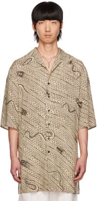 LU’U DAN Chemise de pyjama beige à motif graphique
